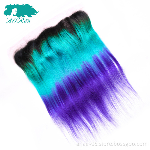 ombre lace frontal, TB/blue/purple color ombre color hair lace frontal
